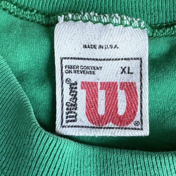 Wilson Shirt Green Cotton Athletic Crew Neck Made In USA 90s Vintage Mens XL - Picture 2 of 9